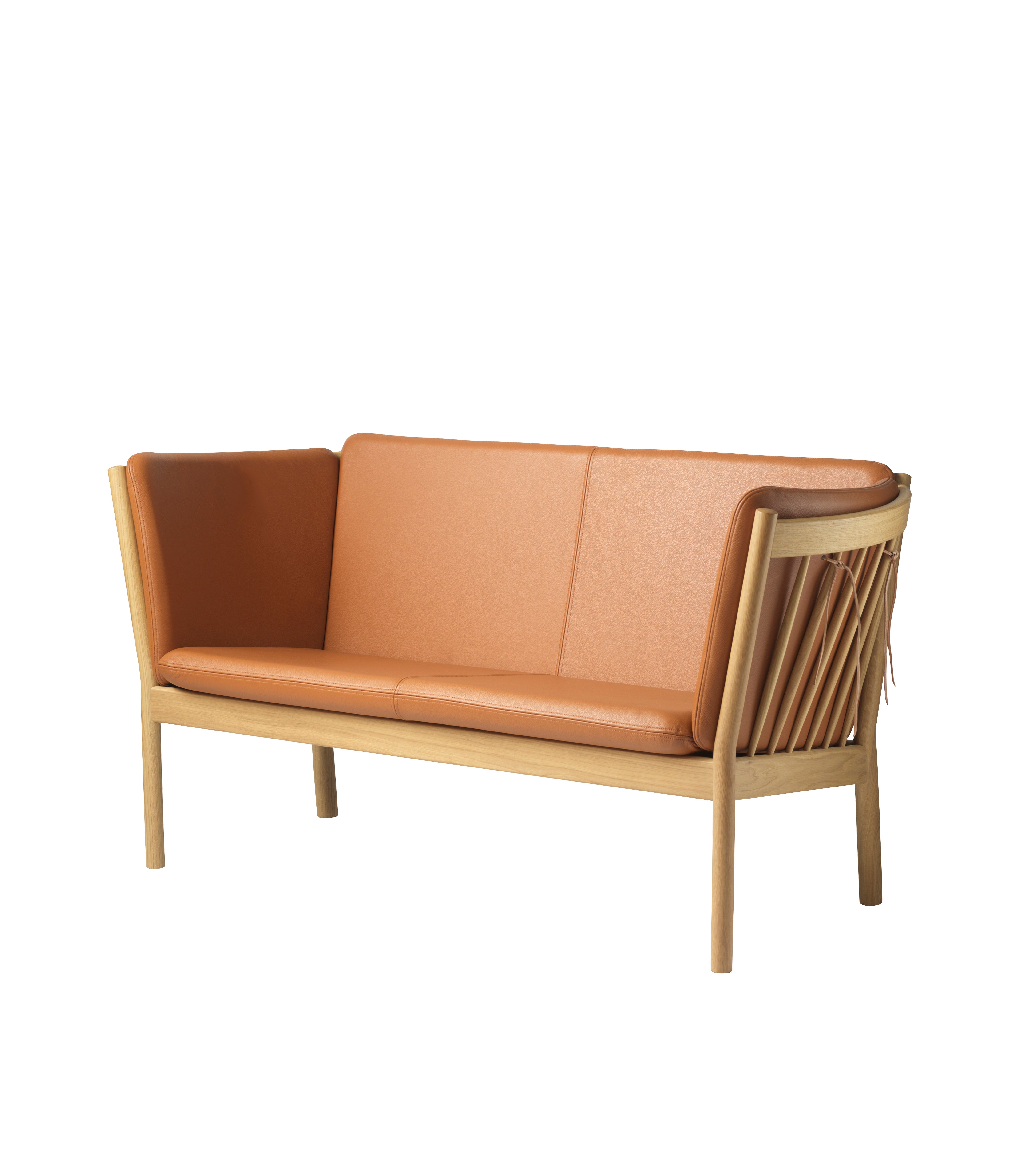 J148 - 2 pers. sofa - Eg - Cognac læder